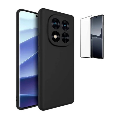 Funda Xiaomi Redmi Note 15 5G (6.77) Negro Tpu Lisa Silicona Gel + Protector de Pantalla 3D Curvado Completo