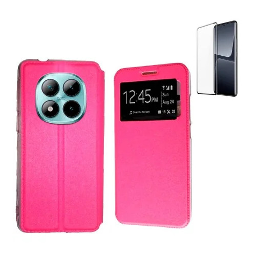Funda Xiaomi Redmi Note 15 5G (6.77) Rosa Libro Ventana + Protector 3D Curvado