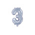 Globo foil "3" plateado con purpurina (35 cm)