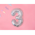 Globo foil "3" plateado con purpurina (35 cm)