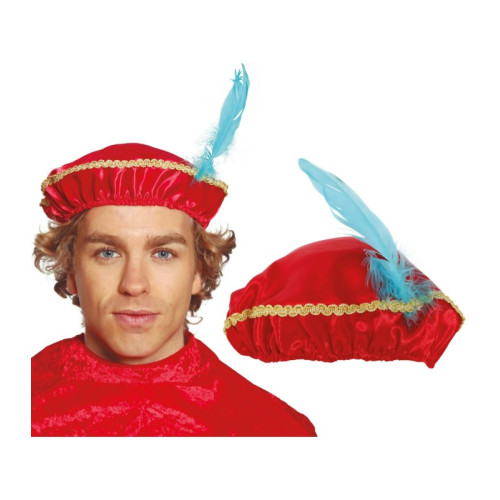 Gorro de Paje Real Color Rojo para Disfraces de Navidad y Reyes