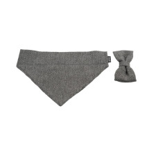 Gotoo Set Bandana y Pajarita espiga gris para perros