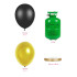 Kit de cilindro de helio con 12 globos negros 12 globos dorados y cinta