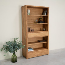 Libreria Estanteria de pared con 2 cajones de madera maciza ...