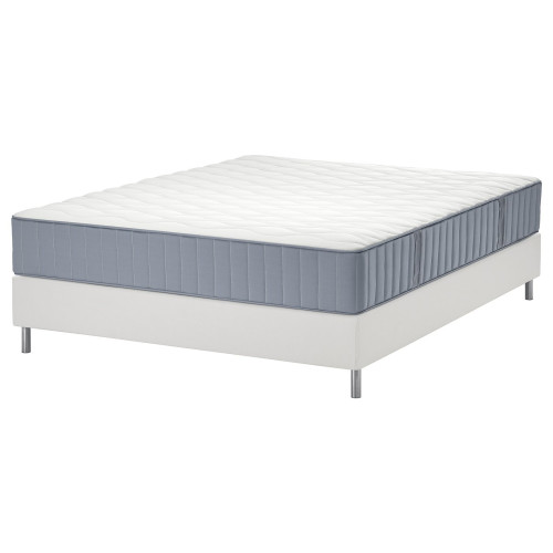 LYNG&Ouml;R Base cama con somier - V&aring;gstranda firme/azul claro blanco 140x200 cm