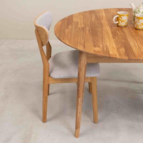 Mesa de comedor redonda y extensible de madera maciza de roble Escandi 5 | NordicStory