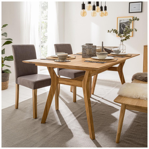 Mesa extensible de comedor de madera maciza de roble Harold | NordicStory