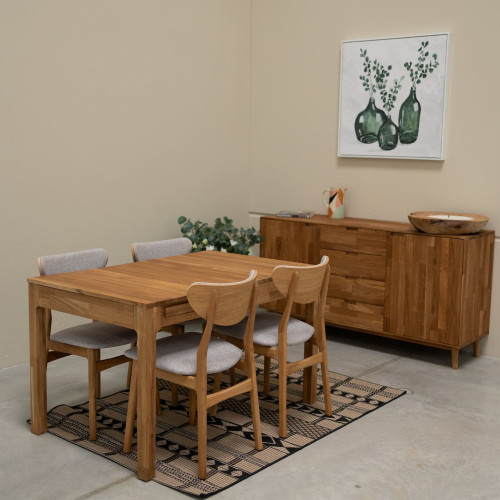 Mesa extensible de comedor de madera maciza de roble Marsi | NordicStory