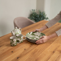 Mesa rectangular de comedor de madera maciza de roble Geneva...