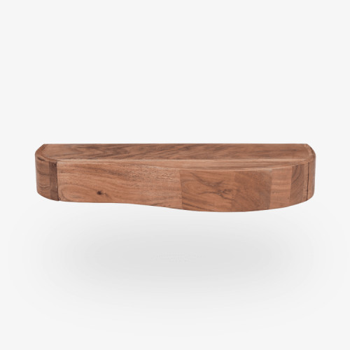 Mesilla flotante Nax de madera maciza de acacia con caj&oacute;n curvo 60 &times; 25 &times; 8 cm