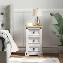 Mesita de noche Adriana 3 cajones blanco/natural 58x35x32,5 cm