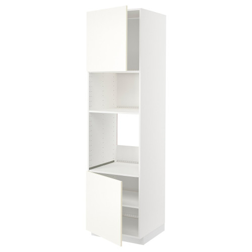 METOD Armario alto horno con 2 baldas - blanco/Vallstena blanco 60x60x220 cm