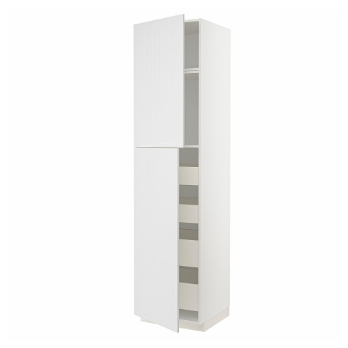 METOD / MAXIMERA Armario alto 2 puertas 4 cajones - blanco/Stensund blanco 60x60x240 cm