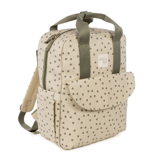 Mochila maternal corazones Poppy musgo
