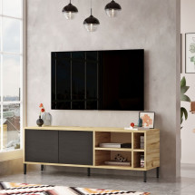 Mueble de TV Isabela 2 puertas y 4 compartimentos cambria/gr...