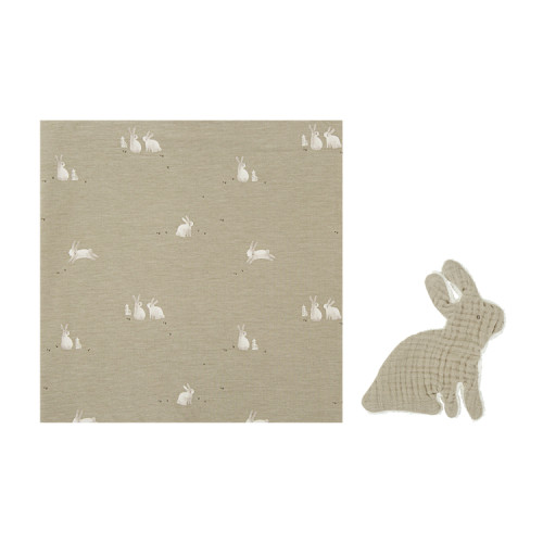 Muselina de bamb&uacute; con Dou dou Bunny verde musgo