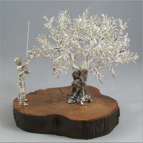 Olivo vareador &aacute;rbol plateado decoraci&oacute;n 16x17