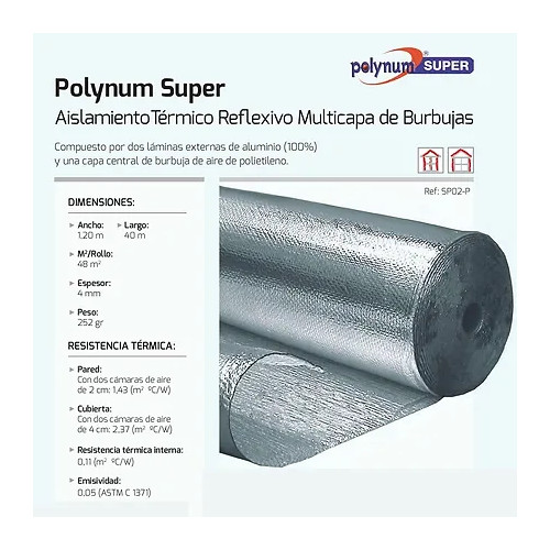 Optimer Polynum Super Aislante Reflexivo Multicapa 1.20x40m