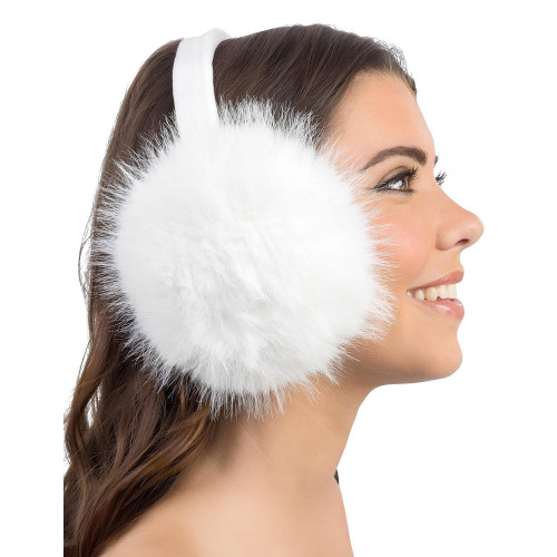 Orejeras de pelo sint&eacute;tico blanco