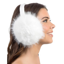 Orejeras de pelo sintético blanco