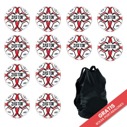 Pack 12 Balones F&uacute;tbol Zastor Rival Red T-4