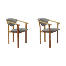 Pack de 2 o 4 Sillas de Comedor Alexis, Estructura de Madera Maciza de Roble, Tapizado en Color Gris Nordic | NordicStory