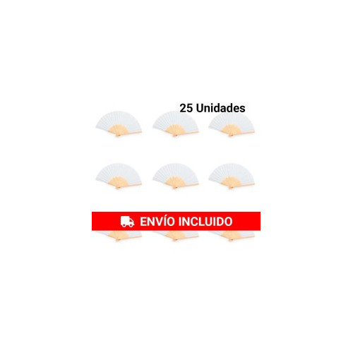 Pack de 25 abanicos Blancos de bamb&uacute;