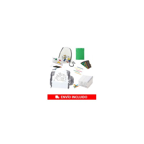 Pack cumplea&ntilde;os infantiles 16 mochilas, 16 estuches, 16 l&aacute;pices y 32 paquetes de ceras + 16 Bolsas