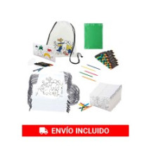 Pack cumplea&ntilde;os infantiles 16 mochilas, 16 estuches, 16 l&aacute;pices y 32 paquetes de ceras + 16 Bolsas