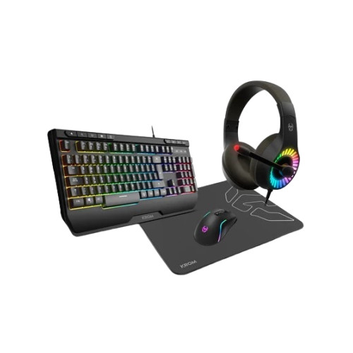 Pack gaming Kenya (teclado+rat&oacute;n+alfombrilla+auriculares)