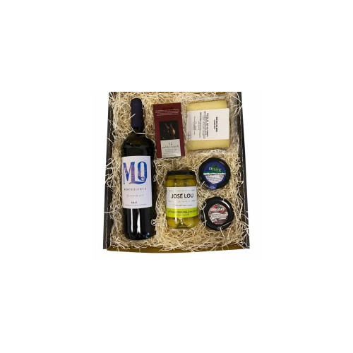 Pack Picoteo 8 - vino Montequinto, quesos, pat&eacute;, aceitunas, bombones Rabitos Royale