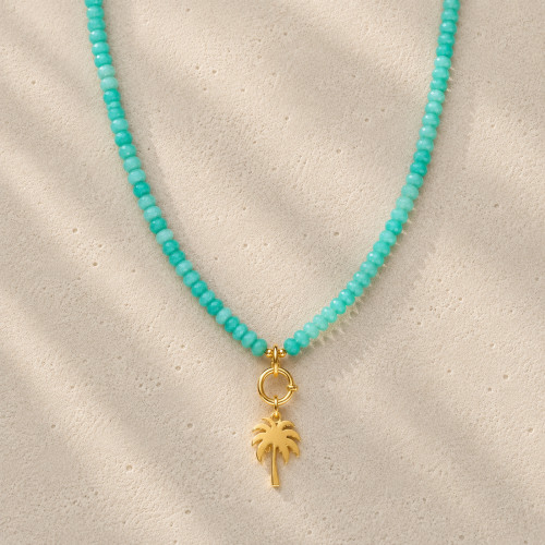 Palm Tree Necklace Aqua