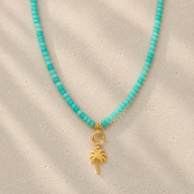 Palm Tree Necklace Aqua