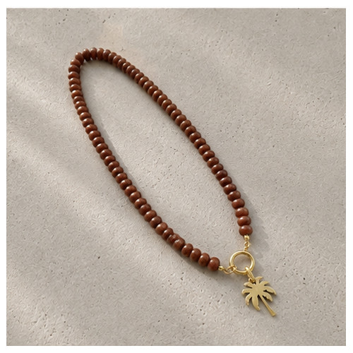 Palm Tree Necklace Brown