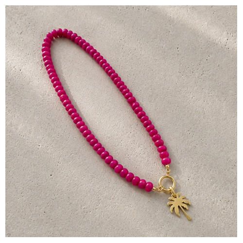 Palm Tree Necklace Fushia