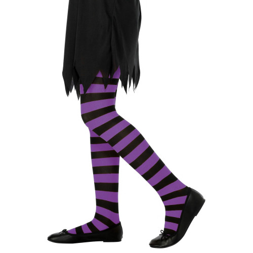Pantys a rayas violetas para ni&ntilde;a ideales para Halloween