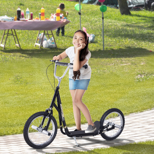 Patinete Scooter Homcom +5A altura regulable + frenos negro 92-100x143x58 cm