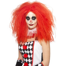 Peluca de arlequ&iacute;n roja voluminosa para mujer