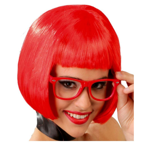 Peluca roja flequillo media melena