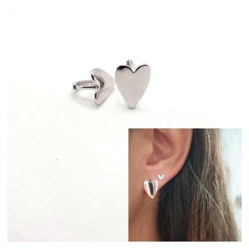 Pendiente coraz&oacute;n click de plata de ley