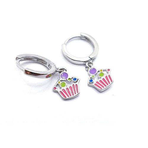 Pendientes cup cake infantil de plata de ley