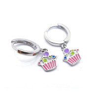 Pendientes cup cake infantil de plata de ley