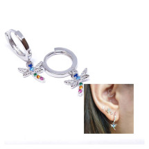 Pendientes libélula multicolor de plata de ley