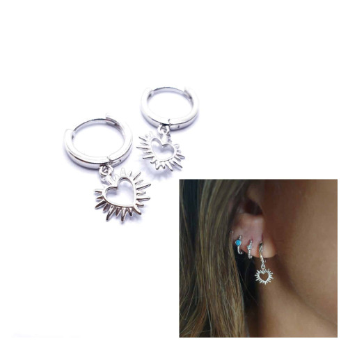 Pendientes Sagrado coraz&oacute;n de plata de ley