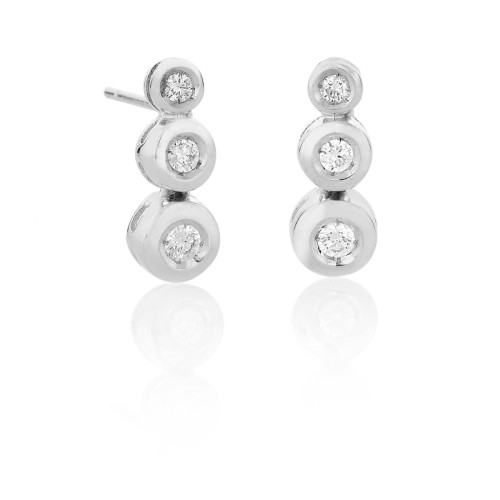 Pendientes tres diamantes oro blanco classic