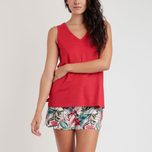 Pijama Admas sin mangas cuello pico Tropical Spirit para Mujer