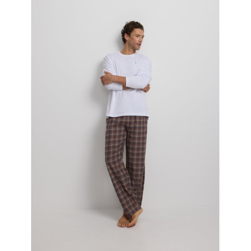 Pijama cuadros tartan marron gris
