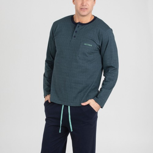 Pijama Masculino Pettrus Transpirable 100% Algod&oacute;n de Punto