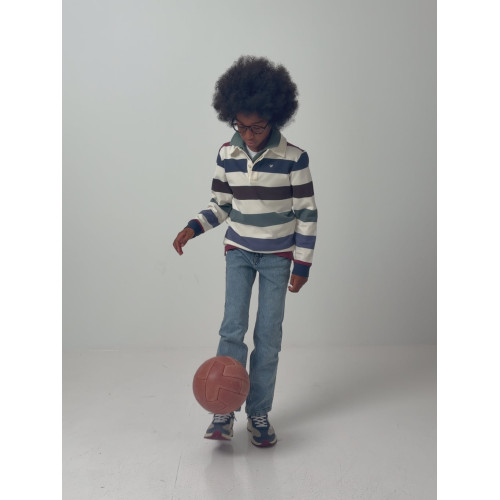 Polo kids rayas colores crema