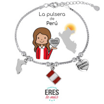 Pulsera Eres Lo Más Perú cadena veneciana rodiada con tres c...